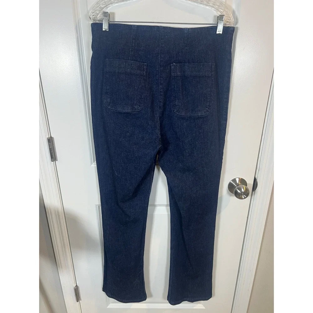 SPANX‎ Women Denim Flare Pants Front Seam Indigo Blue XL